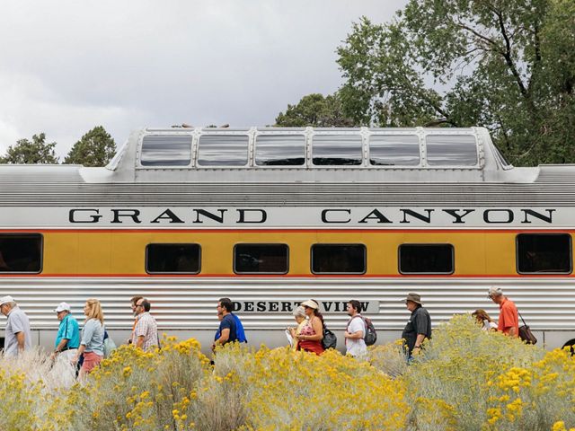 Tourists disembark the Grand Canyon Railway.