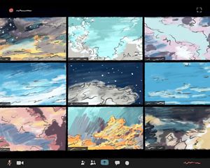 An illustration of a video chat screen with sky imagery