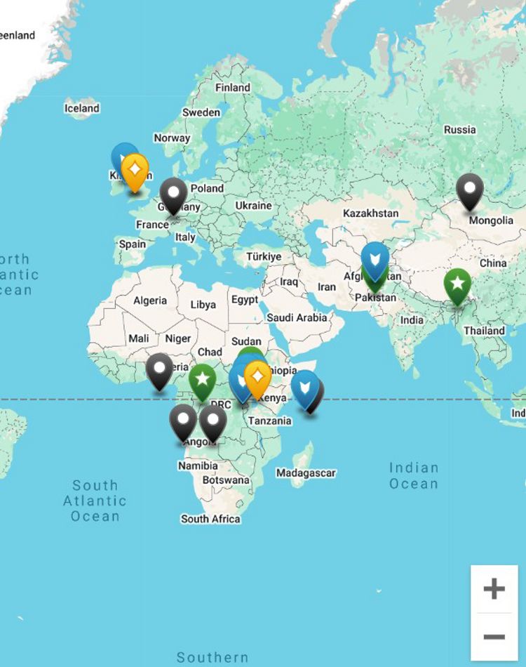 A map showing TNC's priorities around the globe.